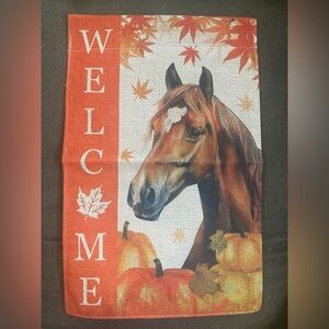 Garden Flag Autumn Fall Horse 12" x 18" NWOT